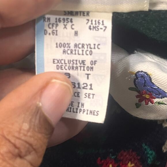 Vintage BT Kids 3T Birdhouse Sweater Collar Plaid Bow Cottagecore Vintage Cute - Picture 3 of 11